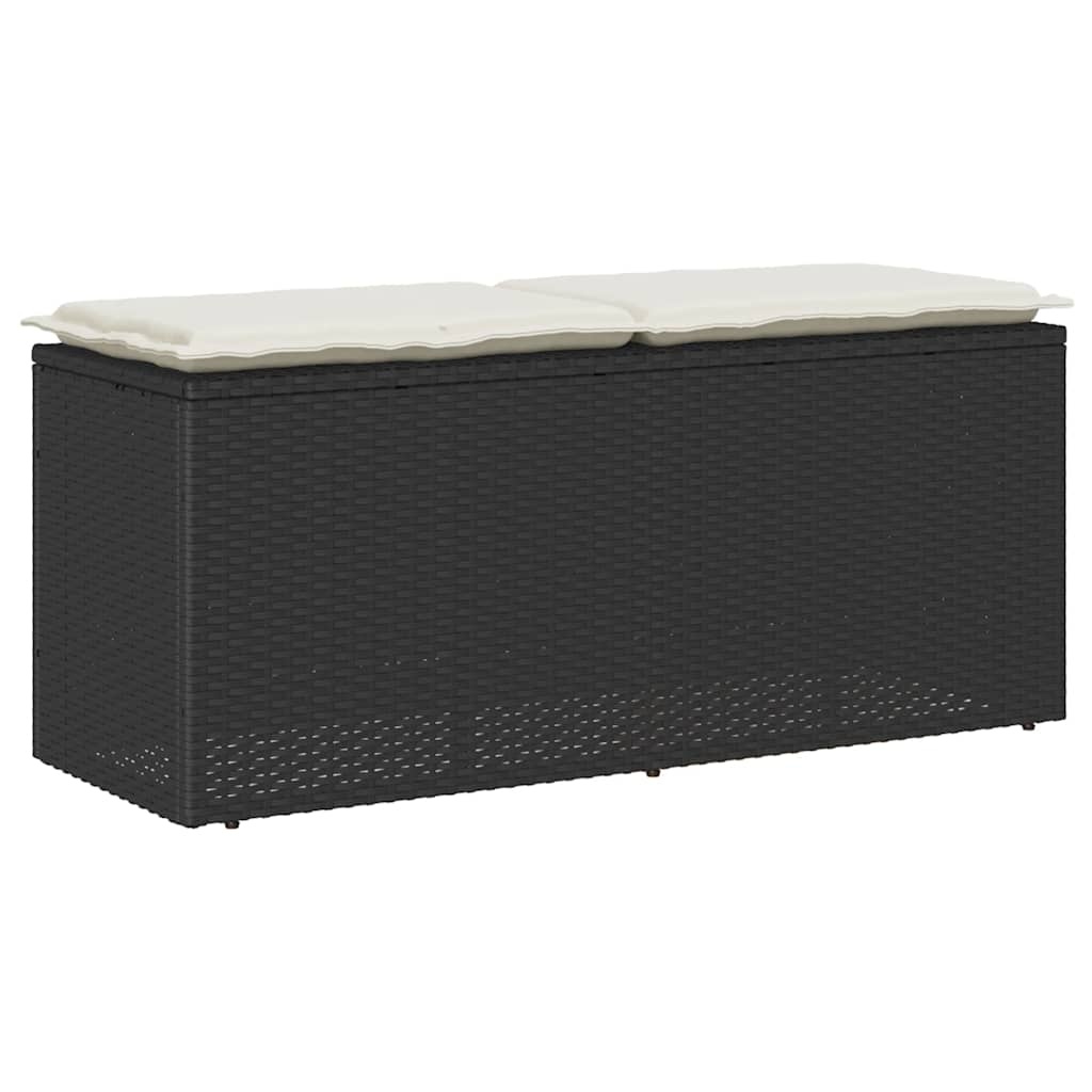 VidaXL Tuinbank met kussen 110x40x44 cm poly rattan zwart