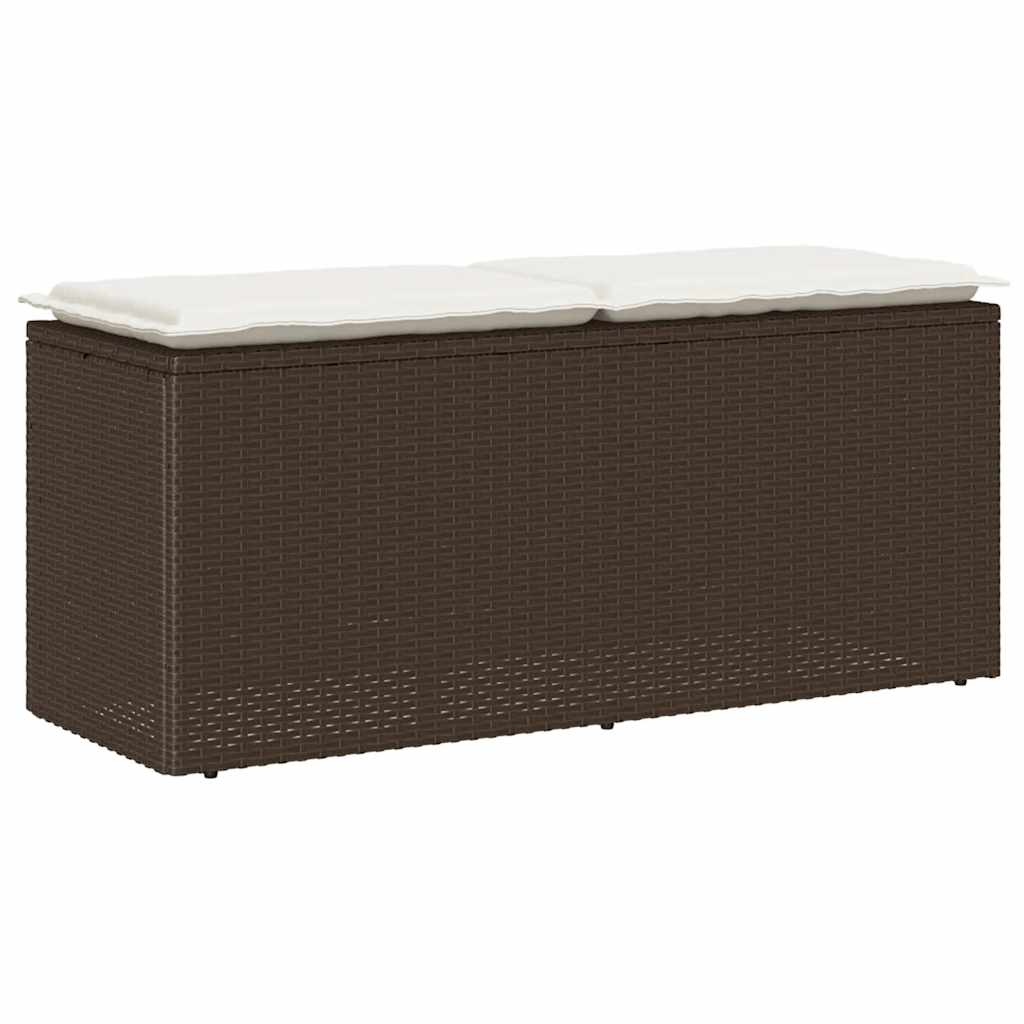 VidaXL Tuinbank met kussen 110x40x44 cm poly rattan bruin