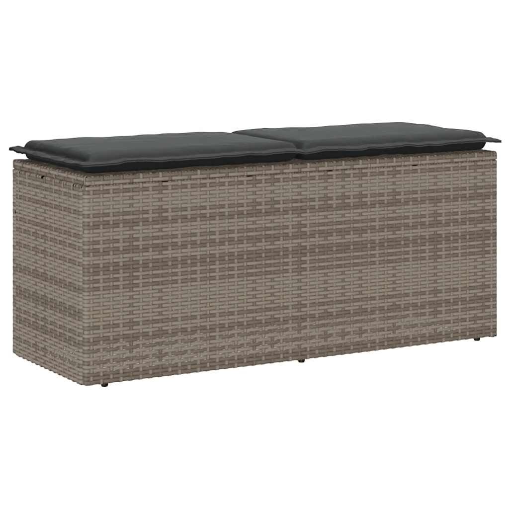 VidaXL Tuinbank met kussen 110x40x44 cm poly rattan grijs