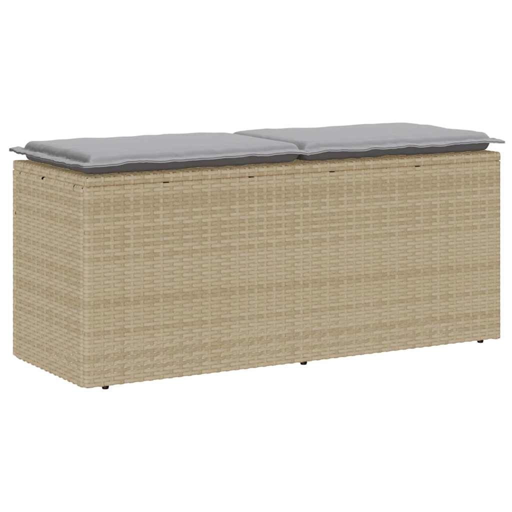 VidaXL Tuinbank met kussen 110x40x44 cm poly rattan beige