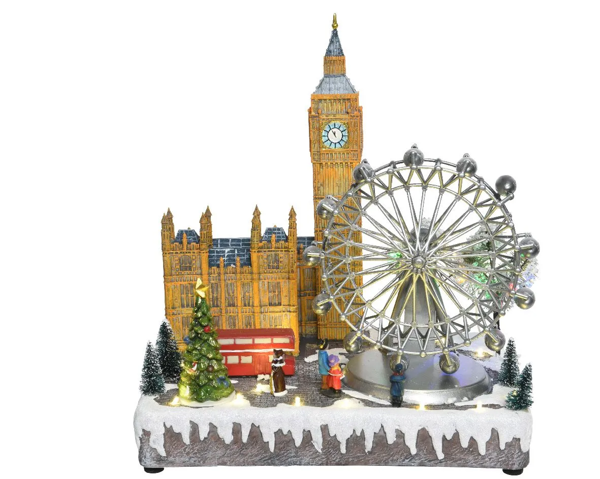 Lumineo LED KERST LONDEN SCENE 31X23X34 CM MULTI