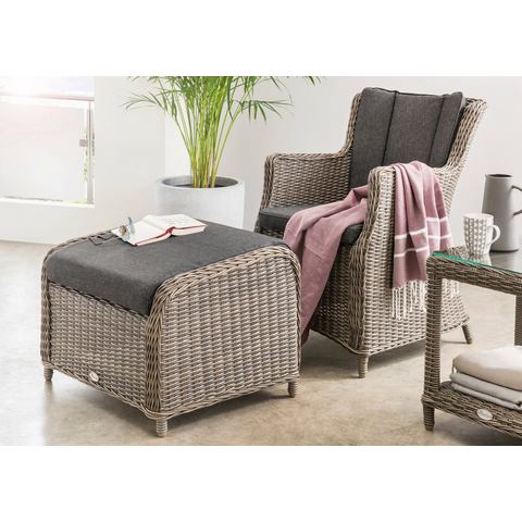 Destiny Tuinset LUNA CASA Polyrotan, fauteuil met voetenbankje, incl. kussens (set, 4-delig)