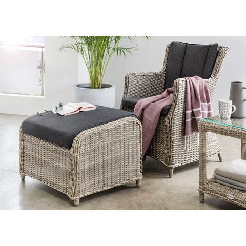 Destiny Tuinset LUNA CASA Polyrotan, fauteuil met voetenbankje, incl. kussens (set, 4-delig)