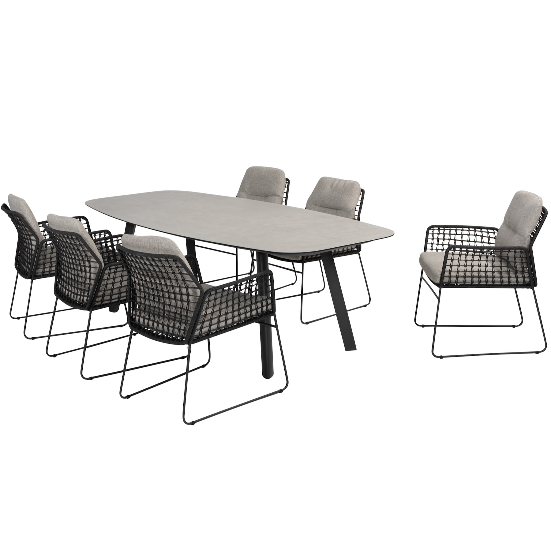 Taste 4SO Rhodos Manolo dining tuinset keramiek 240xH103 cm 7 delig antraciet 