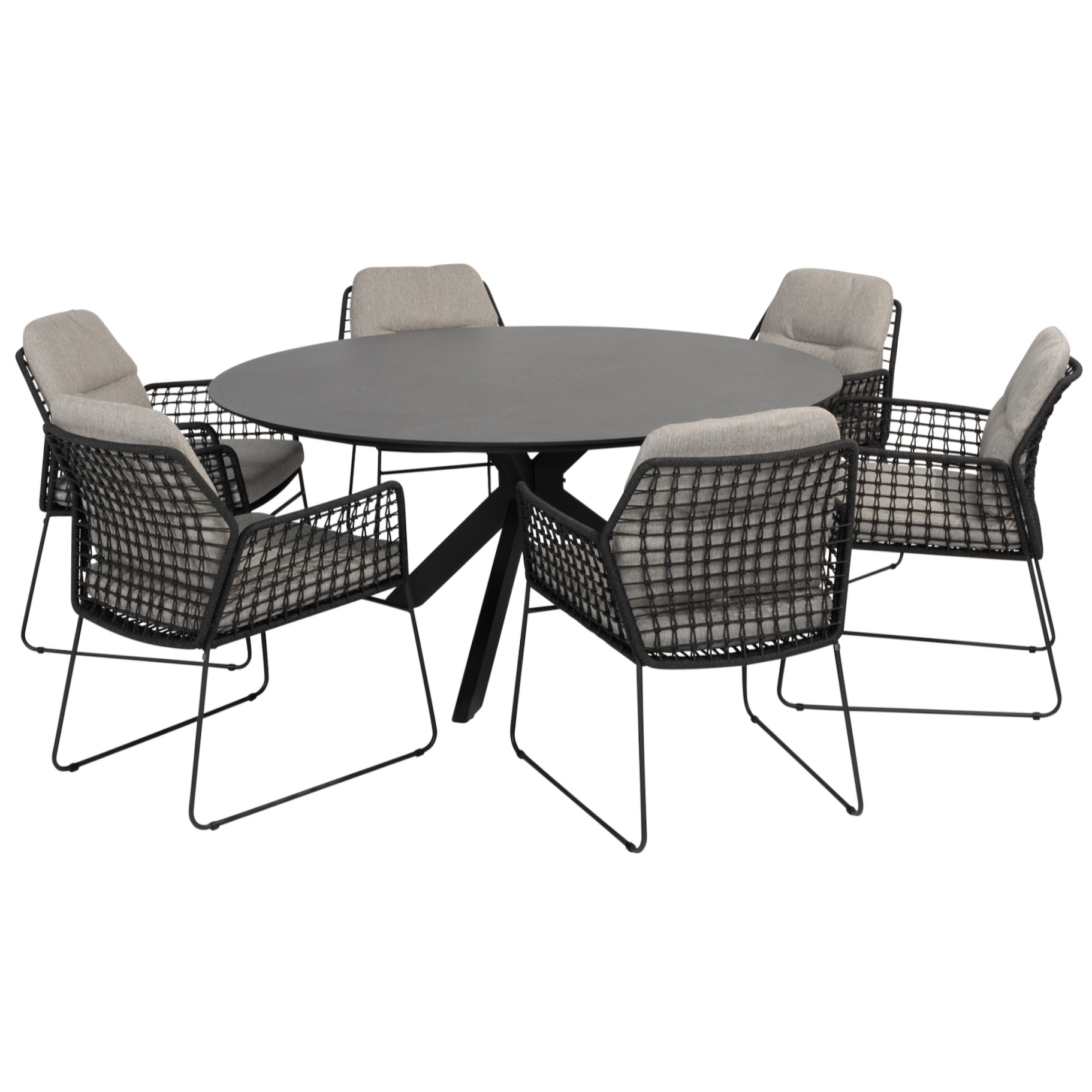 4 Seasons Outdoor Rhodos Embrace dining tuinset 160 cm rond HPL 7 delig 