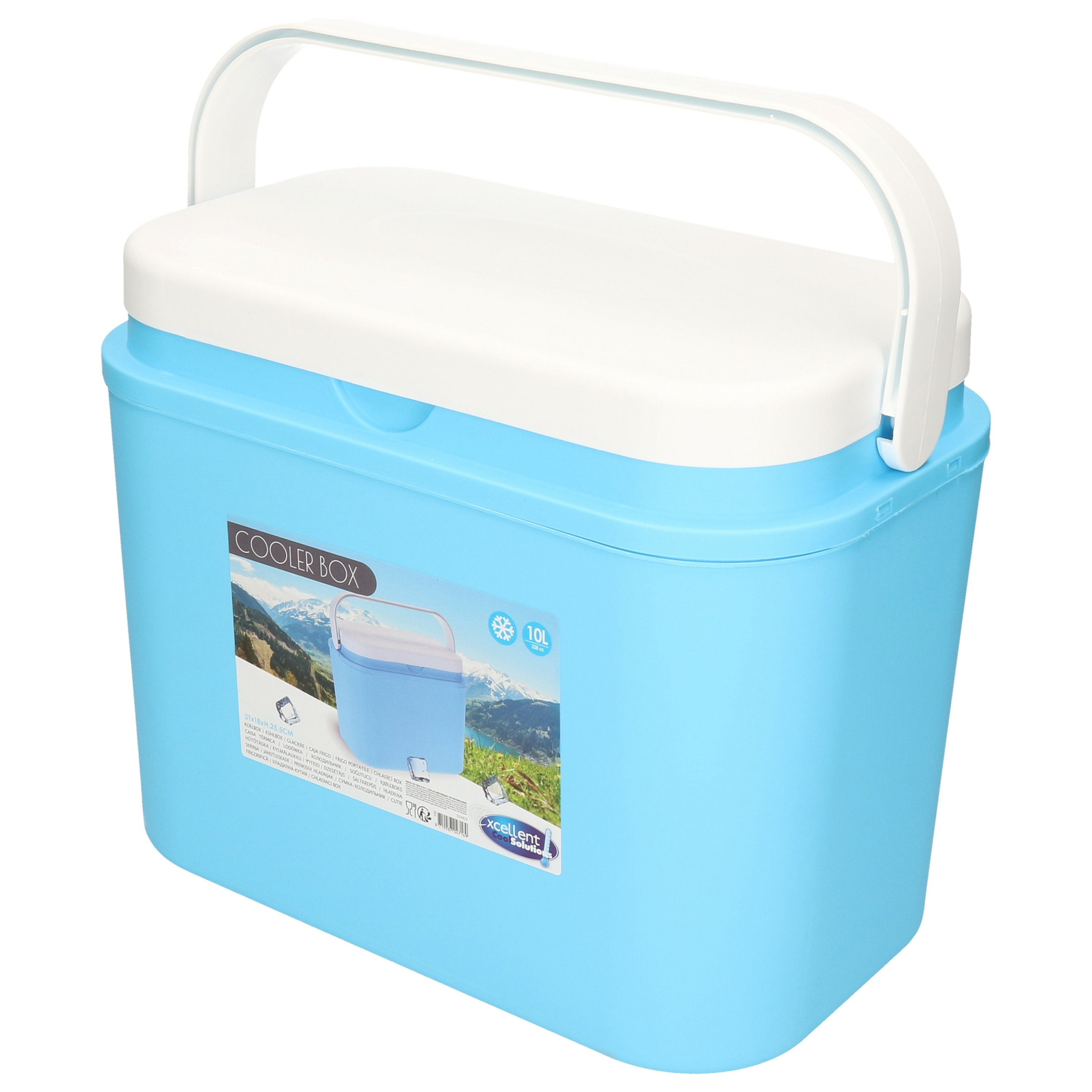 Merkloos Koelbox - 10 liter - blauw - kunststof - 33 x 20 x 26 cm -