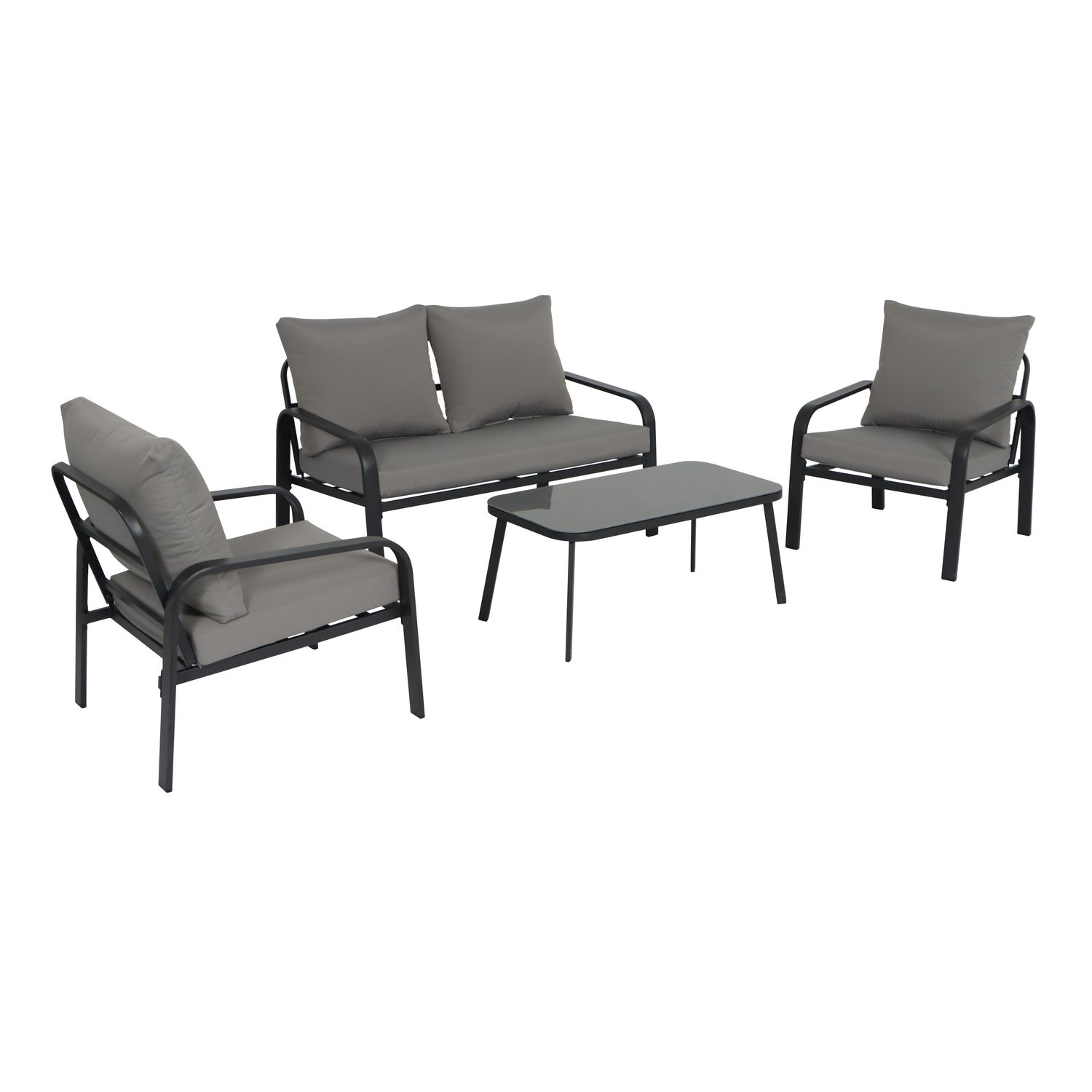 Central Park 4-delige Loungeset Tilos Aluminium Donkergrijs 4 Personen