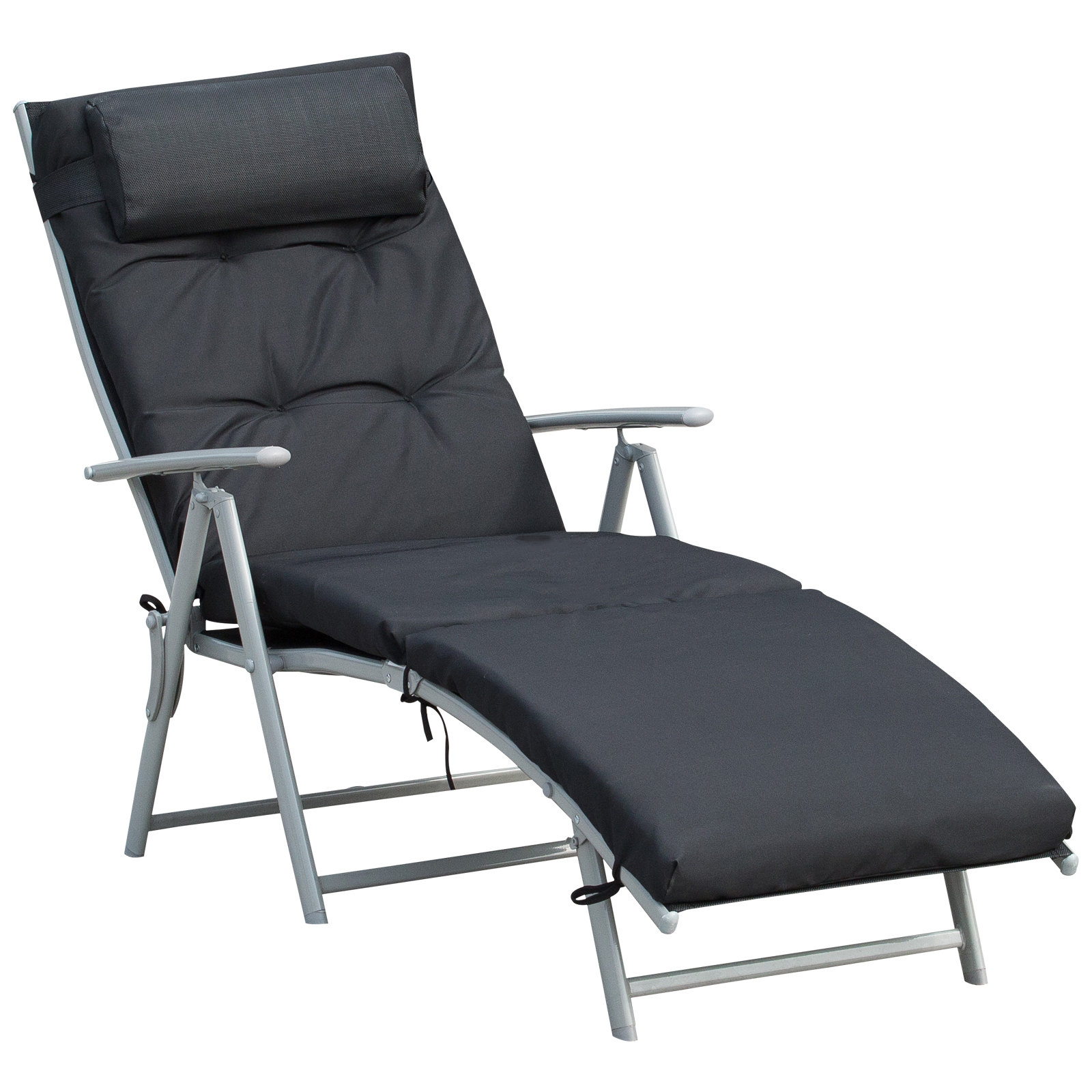 Outsunny ligstoel, Inklapbare met verstelbaar rugleuning in 7 standen, tot 165 kg, 137 x 63,5 x 100,5 cm, zwart | Aosom.nl