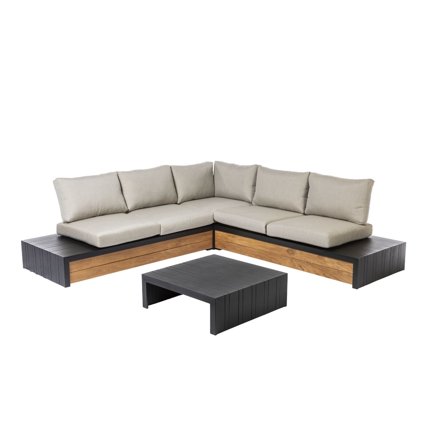 Central Park Hoekbank Loungeset Cassis Zwart Hout