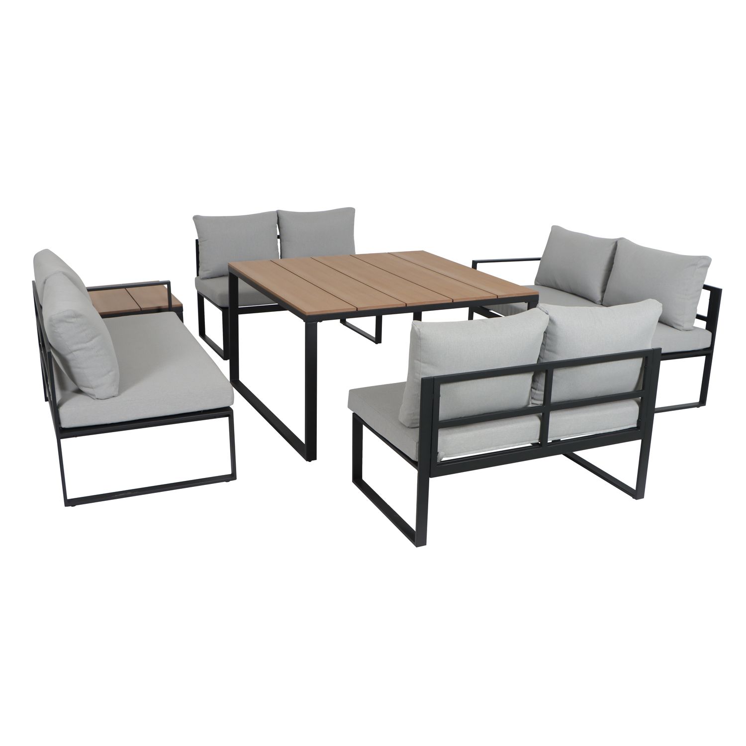 Central Park 6-delige Loungeset Santorini Staal/polywood 8 Personen