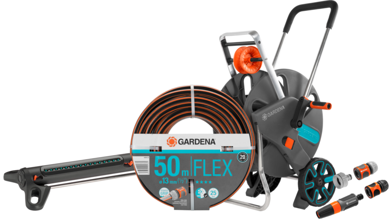 Gardena Comfort FLEX 50m CleverRoll L Medium Sproeierpakket