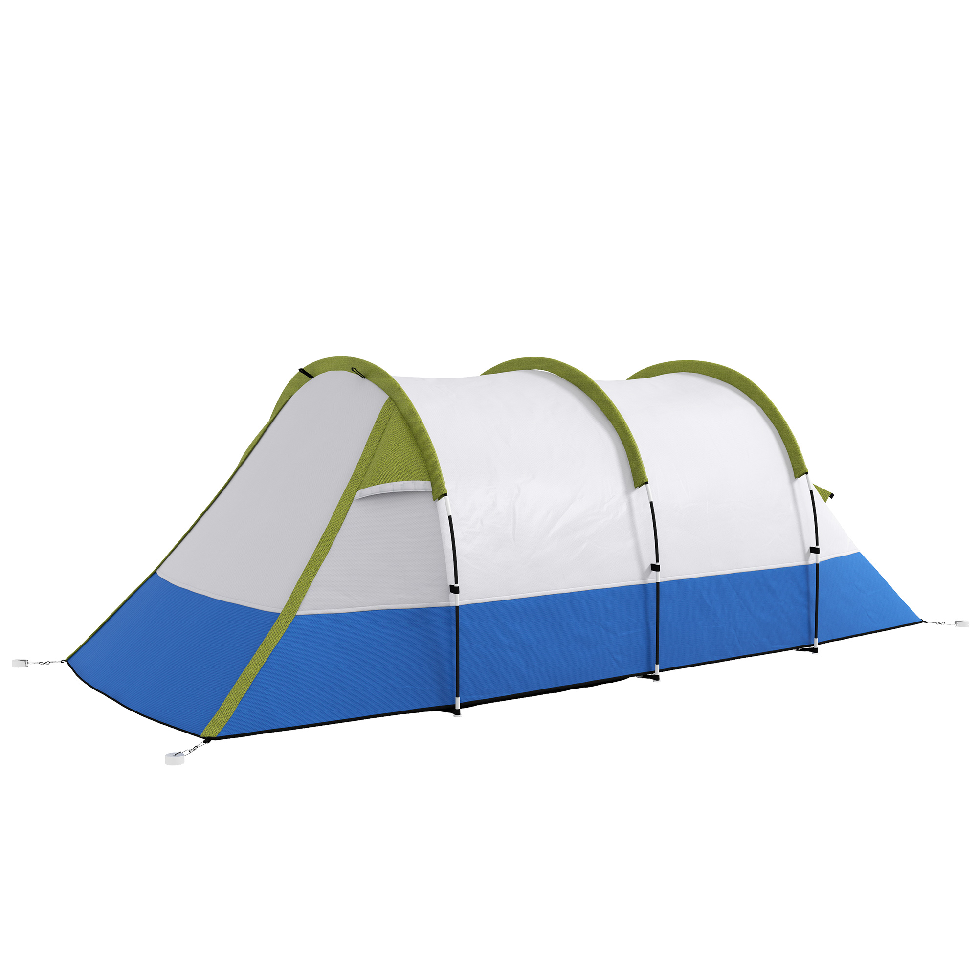 Outsunny Campingtent, voor 3 Personen, Lantaarnhaak, Drie Ingangen, Waterdicht, Groen