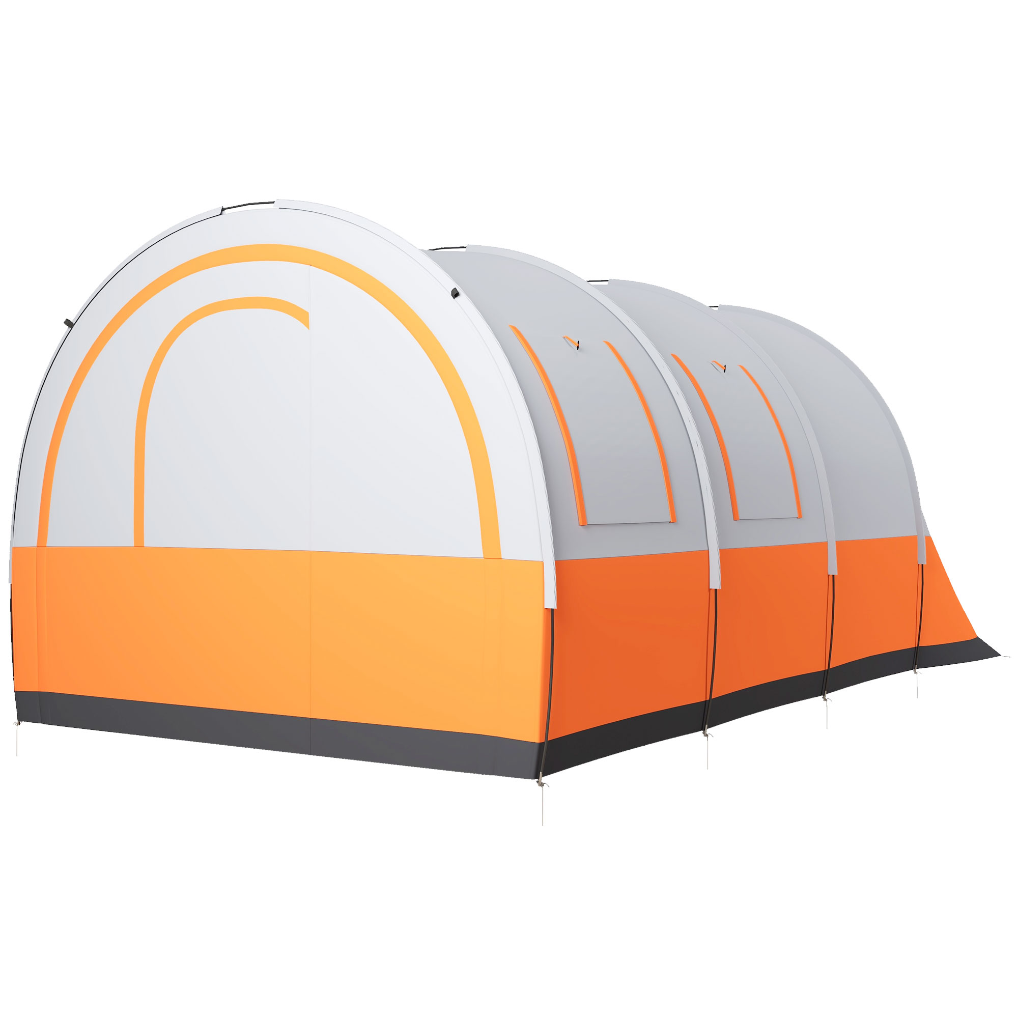Outsunny Campingtent tot 6 Pers, FamilieTent, Aparte Ruimtes, Waterdicht, Crèmewit