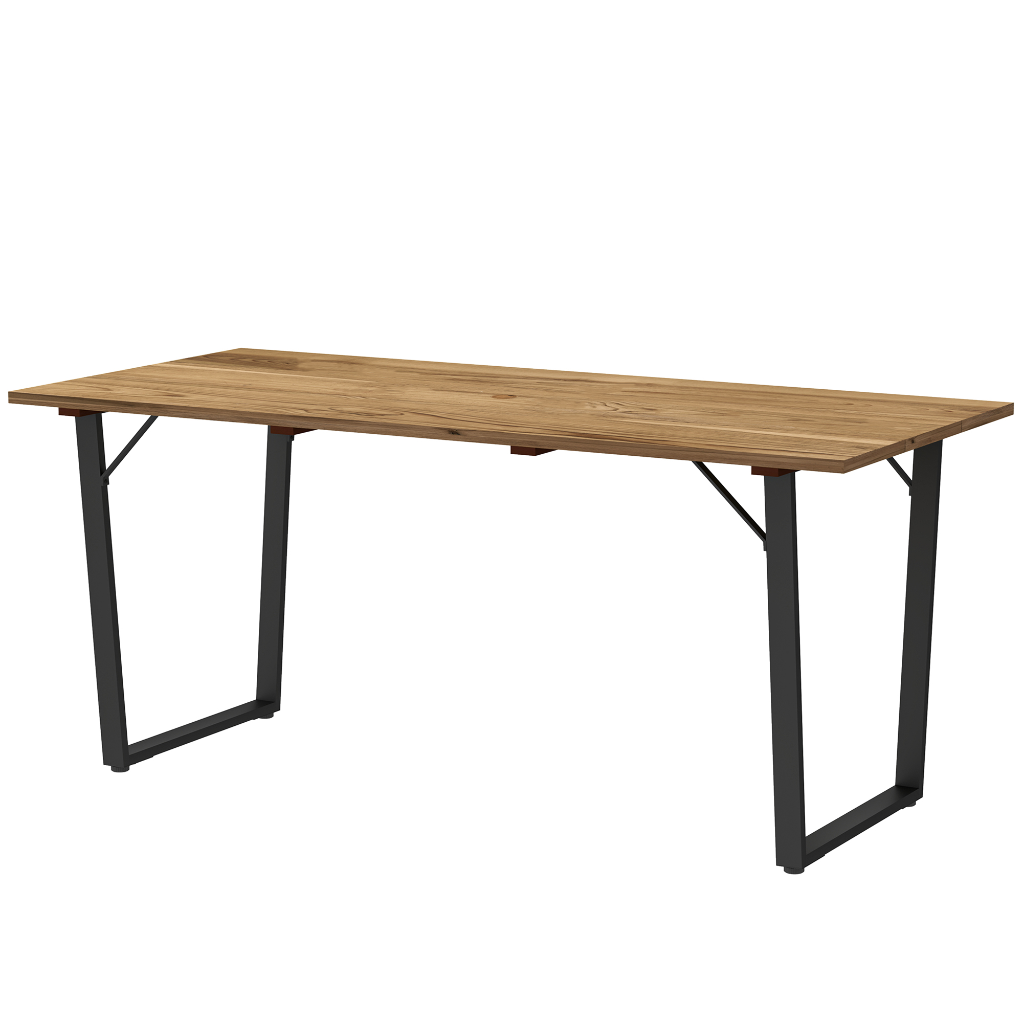 Outsunny Weerbestendige Houten Tuintafel 175x80 cm met Parasolgat voor 6 Personen - Bruin