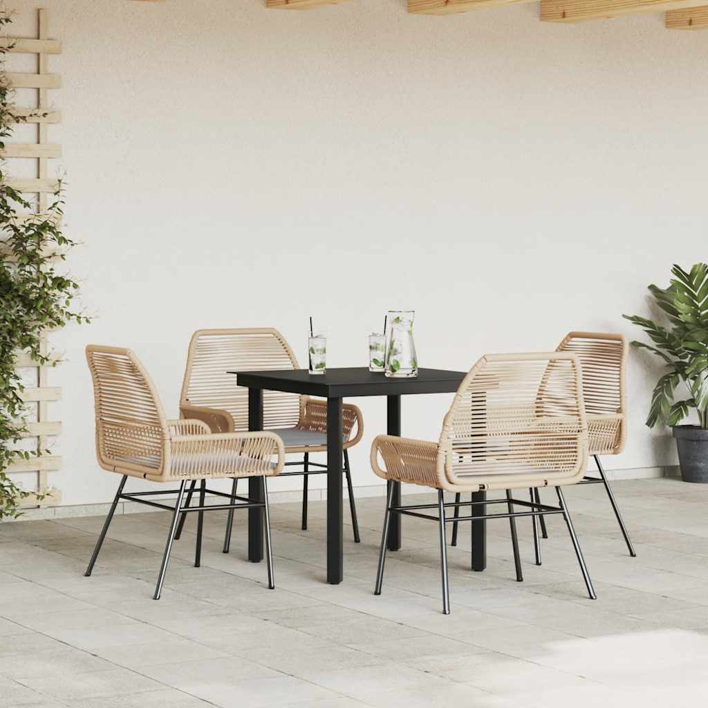 vidaXL 5-delige Tuinset met kussens poly rattan glas bruin