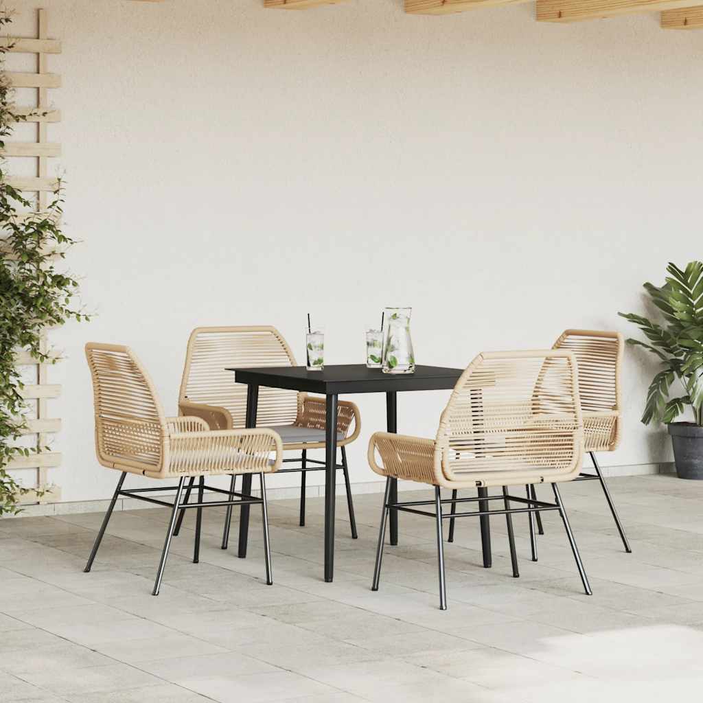 vidaXL 5-delige Tuinset met kussens poly rattan glas bruin