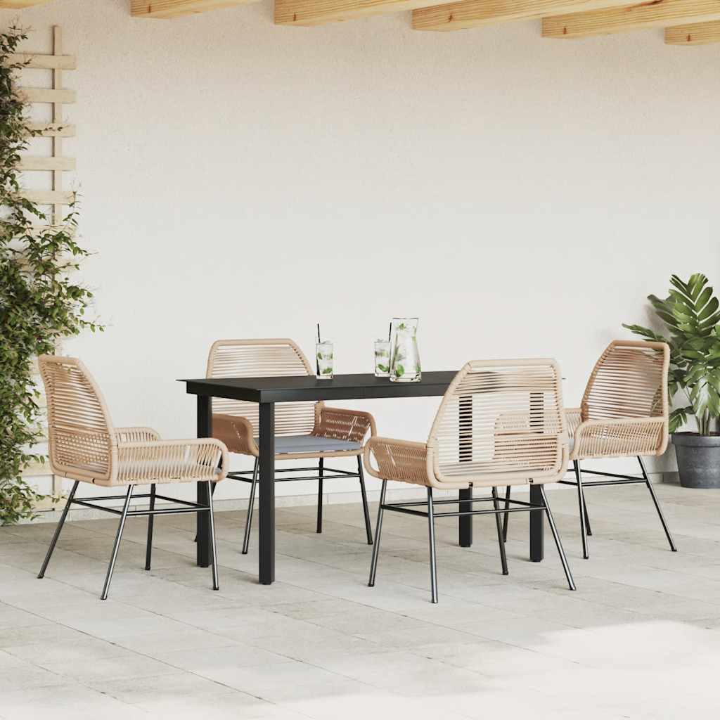 vidaXL 5-delige Tuinset met kussens poly rattan glas bruin