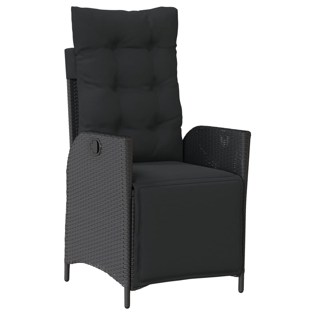 vidaXL 5-delige Tuinset met kussens poly rattan zwart