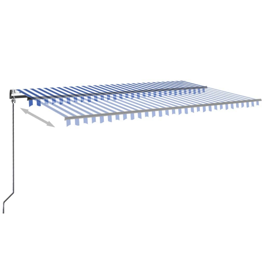 vidaXL Luifel automatisch uittrekbaar 500x350 cm blauw en wit