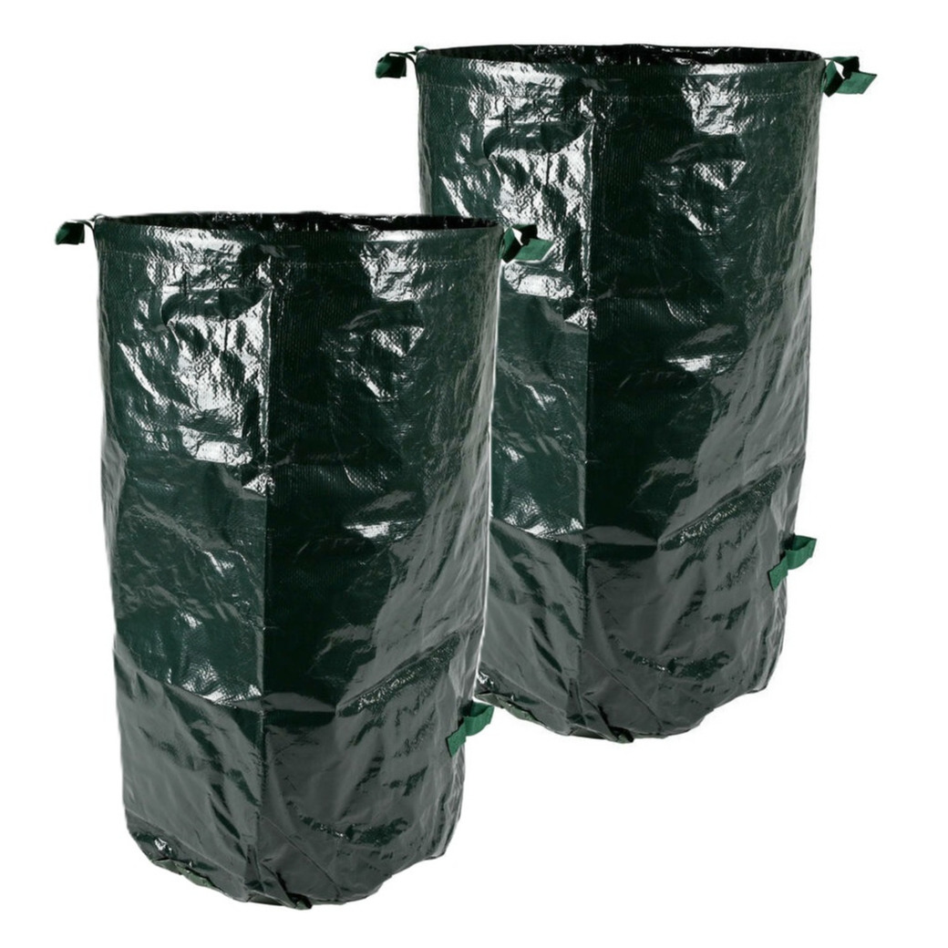 Benson Tuinafvalzak - 2x - opvouwbaar - groot formaat - groen - 110 liter - bladeren opruimen -
