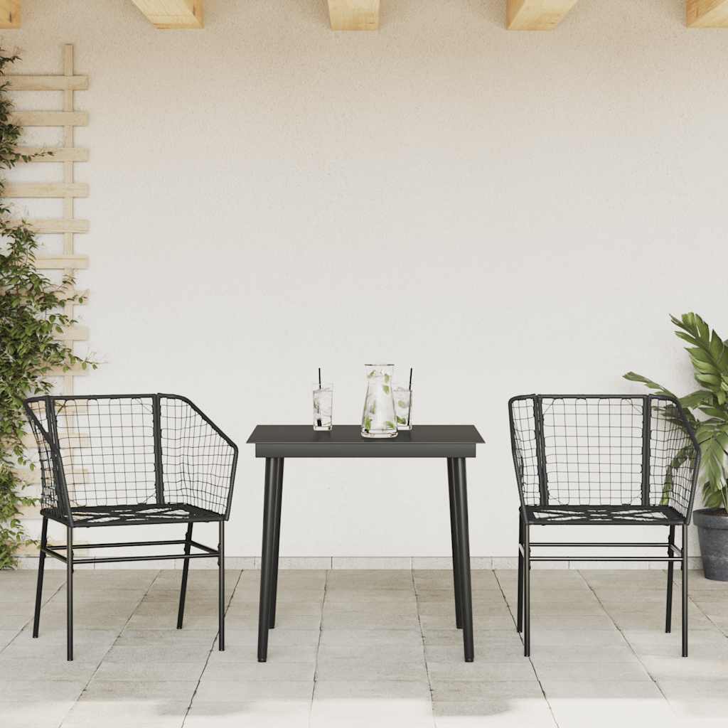 vidaXL 3-delige Tuinset poly rattan glas zwart