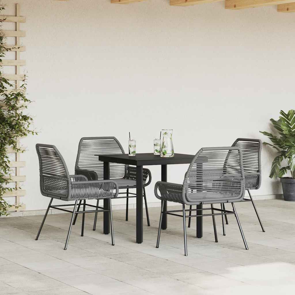 vidaXL 5-delige Tuinset met kussens poly rattan glas grijs