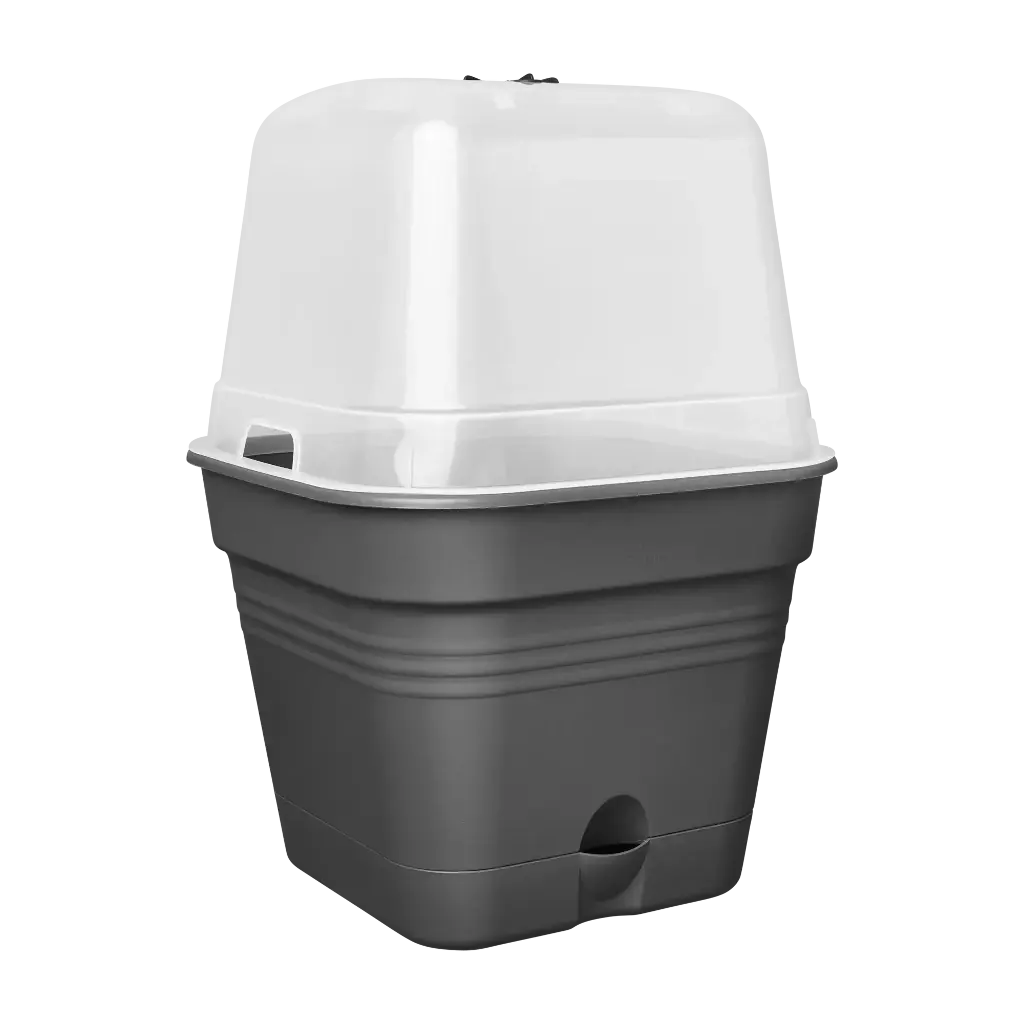 Elho green basics growpot square all-in-1 living black 35