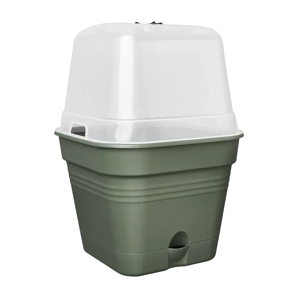 Elho green basics growpot square all-in-1 leaf green 25