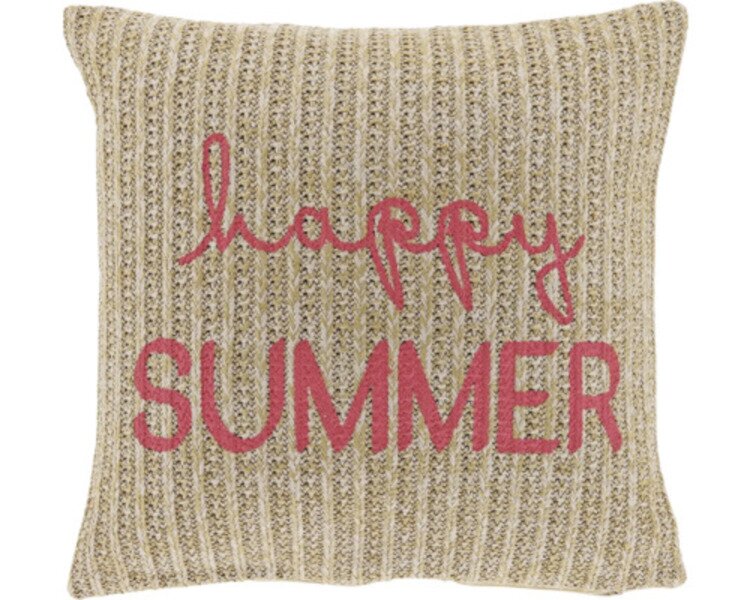 Kussen happy summer 45 x 45 cm suger pink