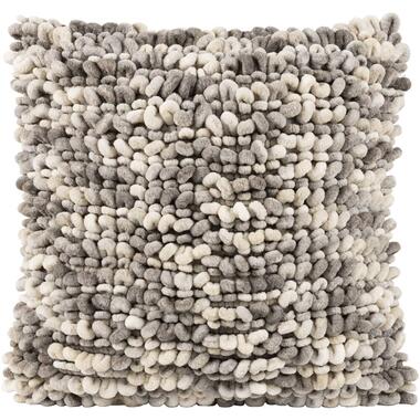 Leen Bakker Sierkussen Iep - grijs/zand - 45x45 cm