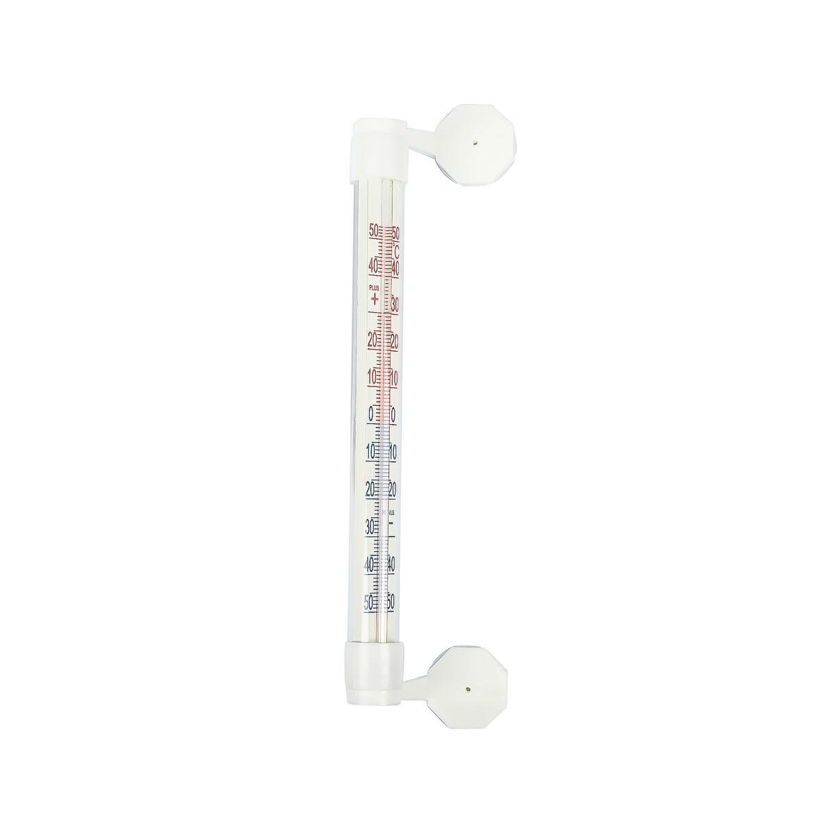 Benson Buitenthermometer - wit - kunststof - 21 cm - met zuignap / temperatuurmeter -