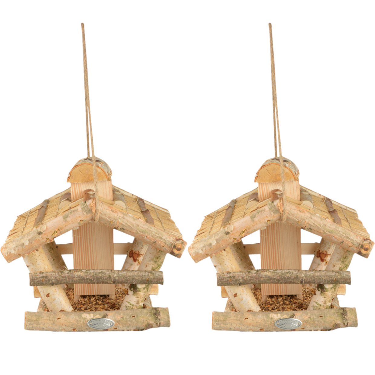 Esschert Design 2x stuks vogelhuisje/voedersilo hout 30 cm -