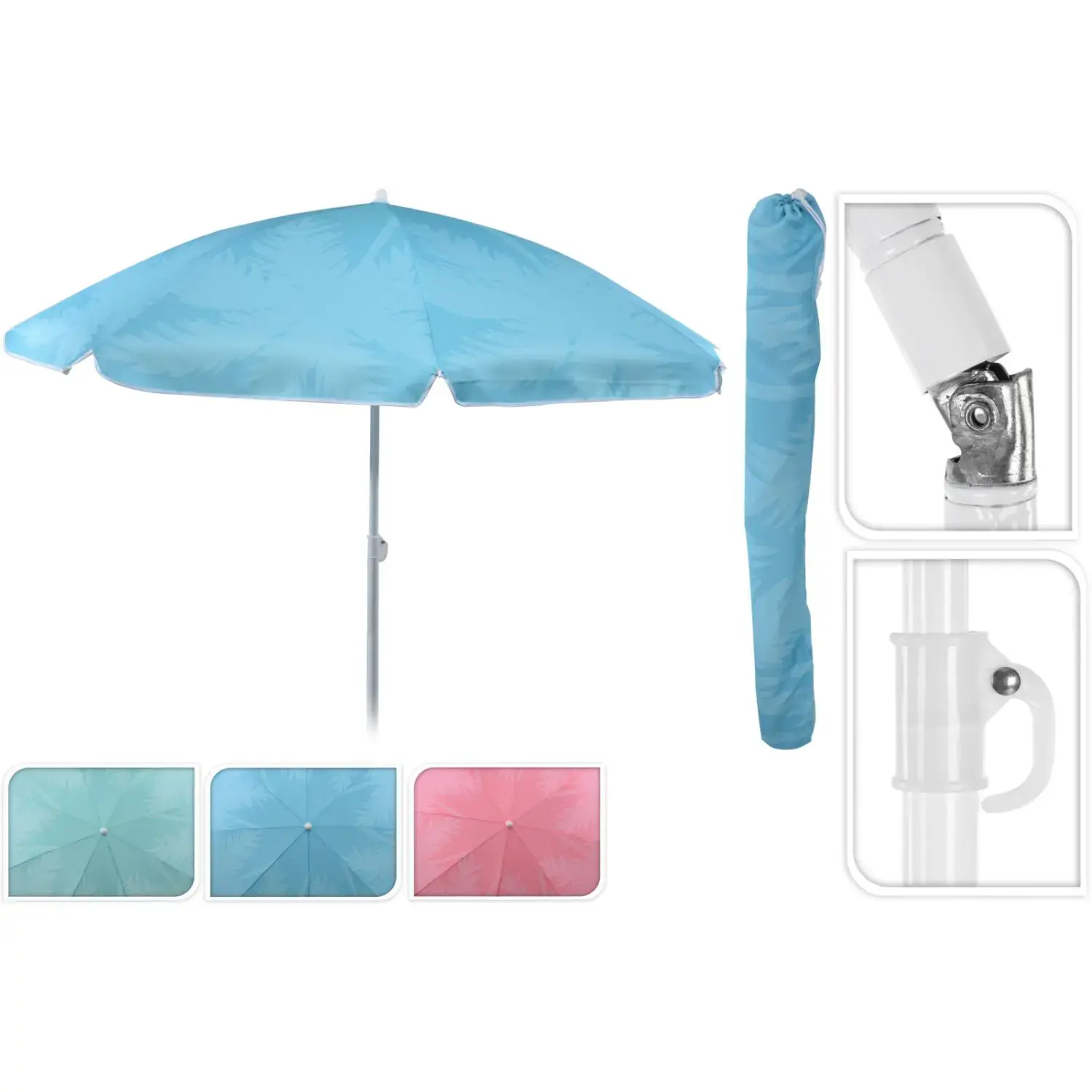 GroenRijk STRANDPARASOL 180CM BLAD 3 KL Groen Blauw Rood