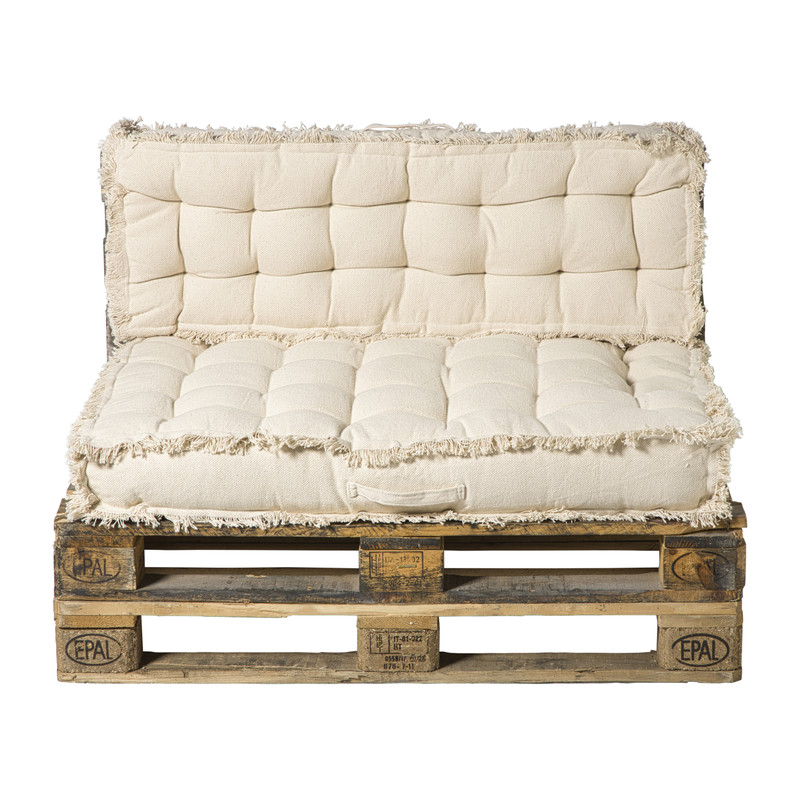Xenos Palletkussens luxe 120x80 cm - beige - set van 2