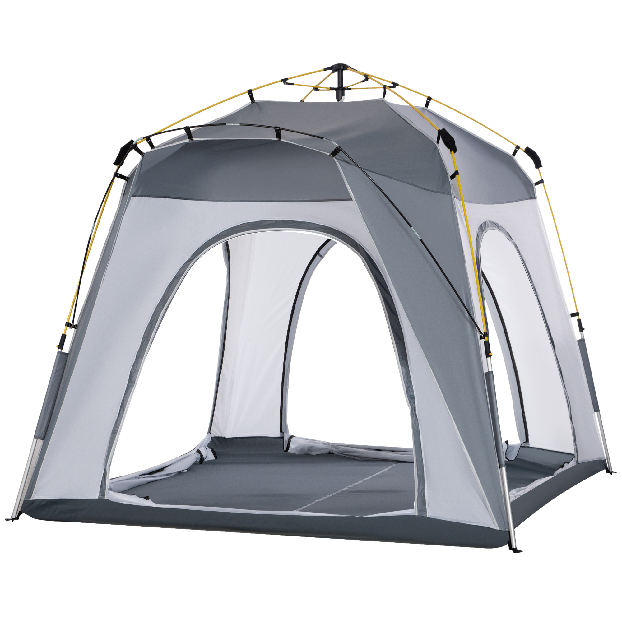 Outsunny Pop-up Koepeltent voor 4 Personen Licht, Stabiel, Waterdicht UV 50+ met Deur, Vensters, Bodemzeil