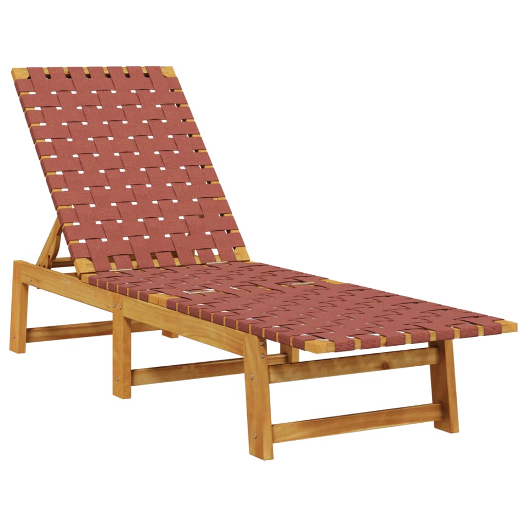 vidaXL Ligbedden 2 st met tafel massief acaciahout rood