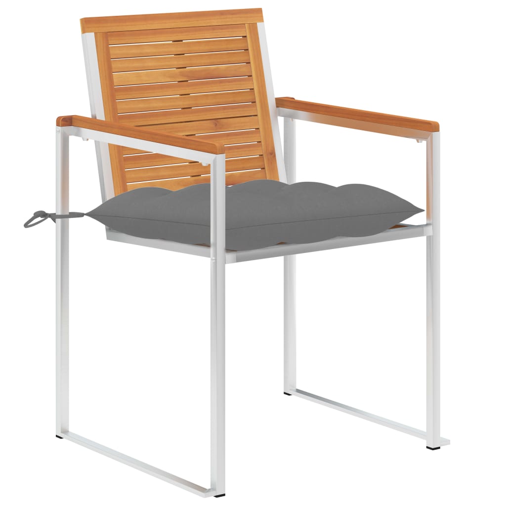 vidaXL Tuinstoelen 2 st met kussens massief acaciahout en staal