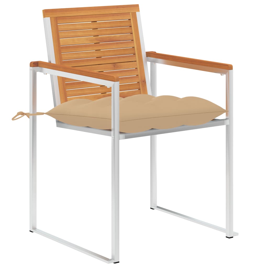 vidaXL Tuinstoelen 2 st met kussens massief acaciahout en staal