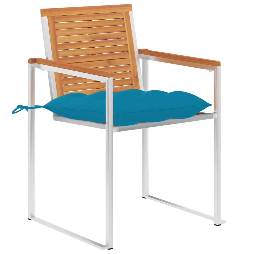 vidaXL Tuinstoelen 2 st met kussens massief acaciahout en staal
