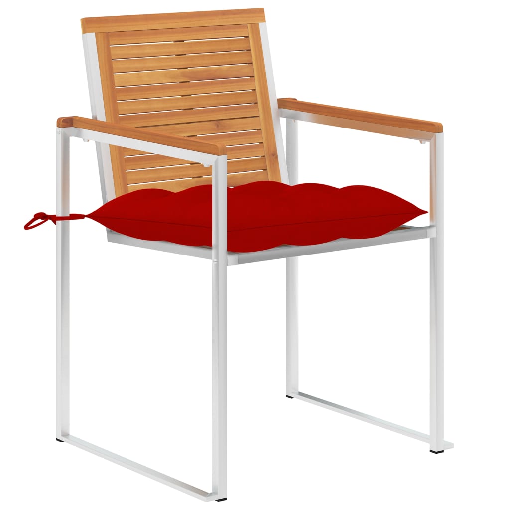 vidaXL Tuinstoelen 2 st met kussens massief acaciahout en staal