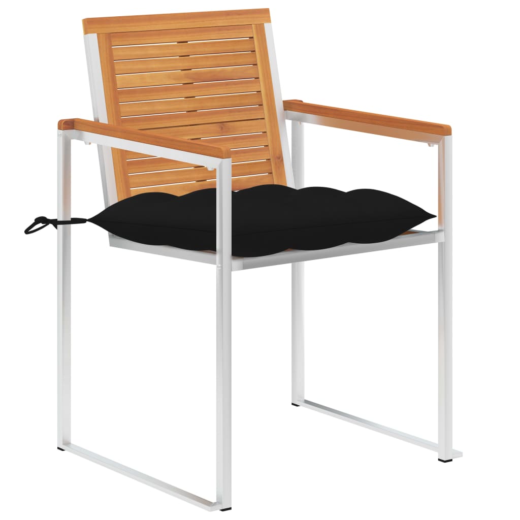 vidaXL Tuinstoelen 2 st met kussens massief acaciahout en staal