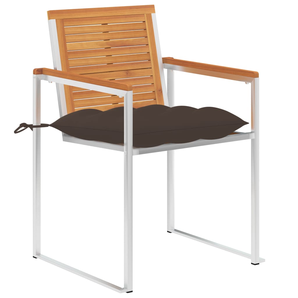vidaXL Tuinstoelen 2 st met kussens massief acaciahout en staal