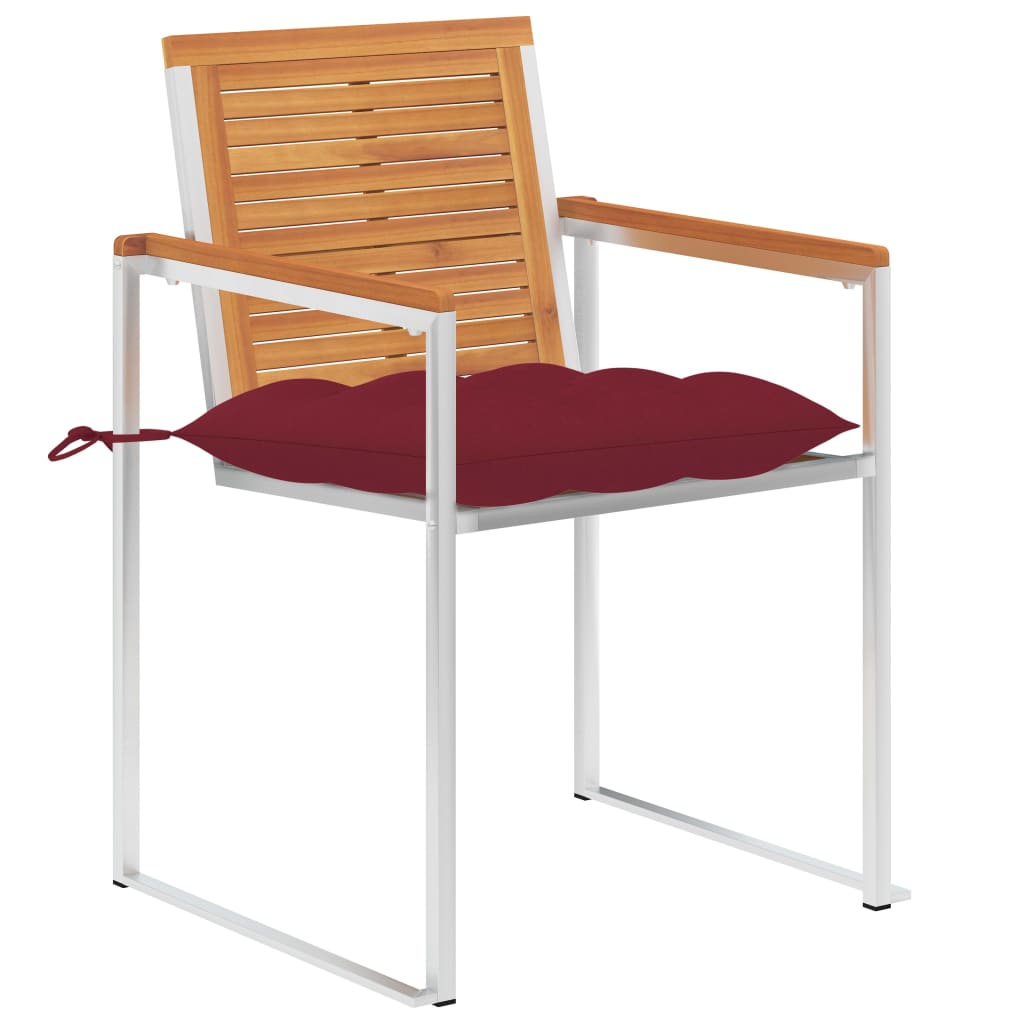 vidaXL Tuinstoelen 2 st met kussens massief acaciahout en staal