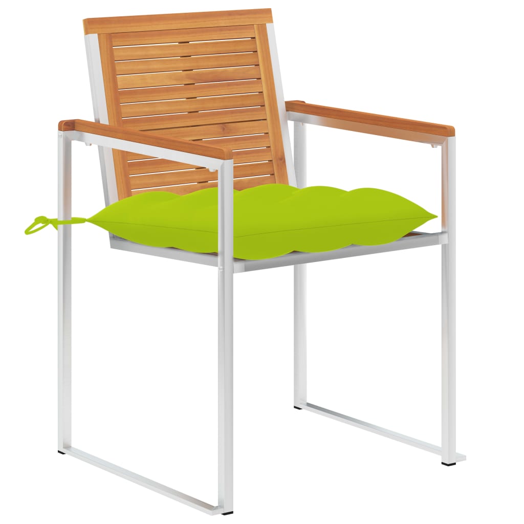 vidaXL Tuinstoelen 2 st met kussens massief acaciahout en staal
