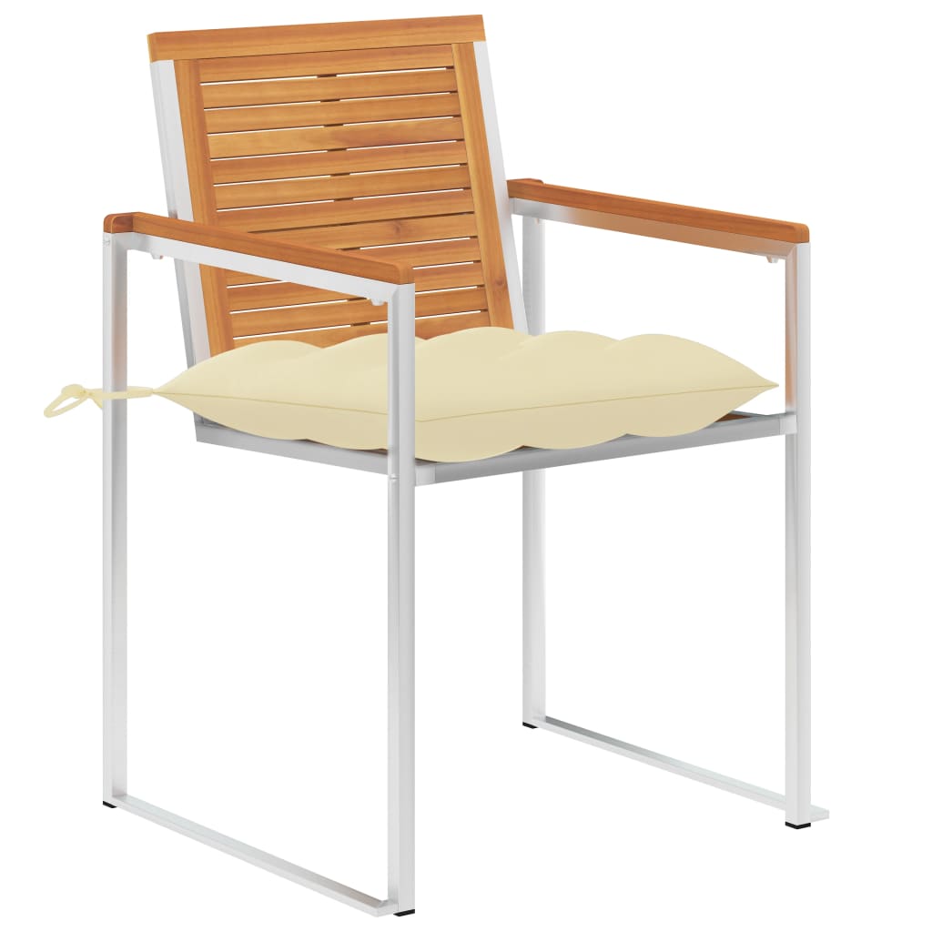 vidaXL Tuinstoelen 2 st met kussens massief acaciahout en staal