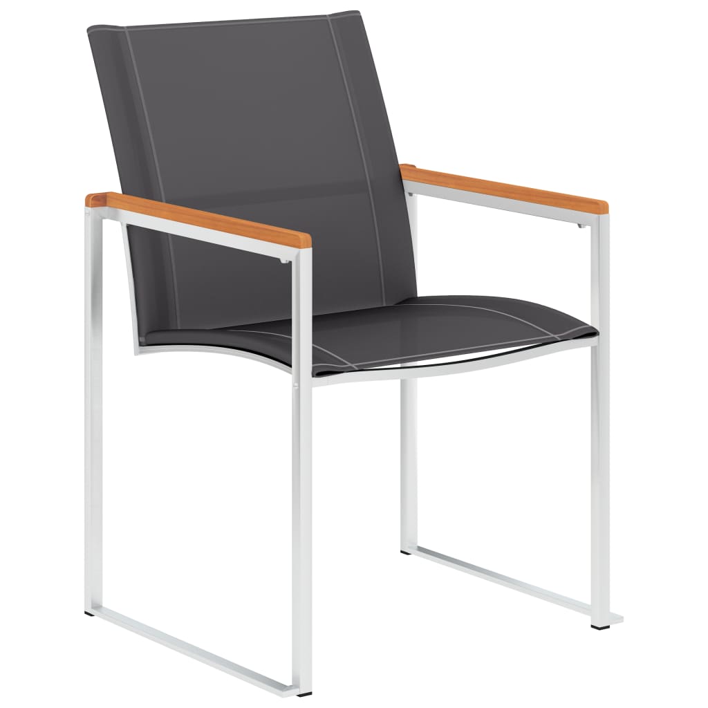 vidaXL Tuinstoelen 4 st textileen en roestvrij staal grijs