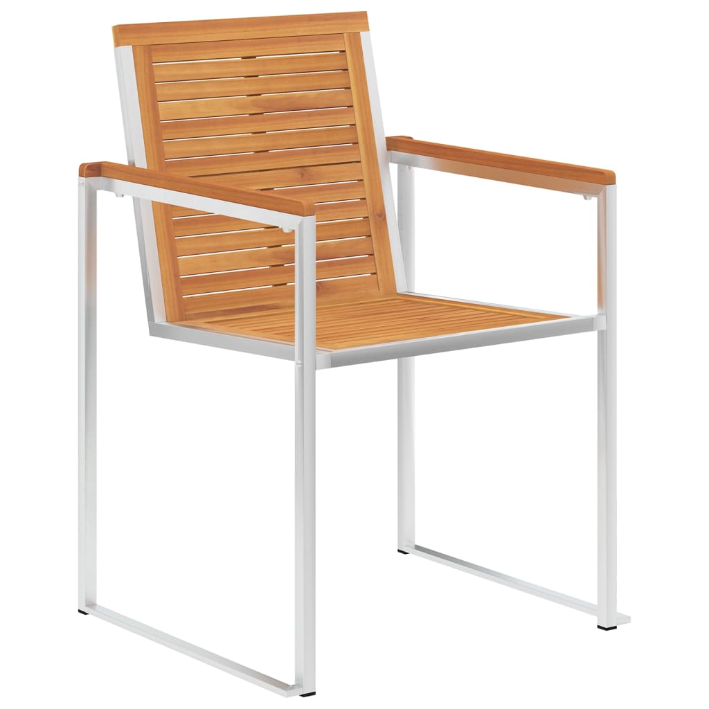 vidaXL Tuinstoelen 6 st massief acaciahout en roestvrij staal