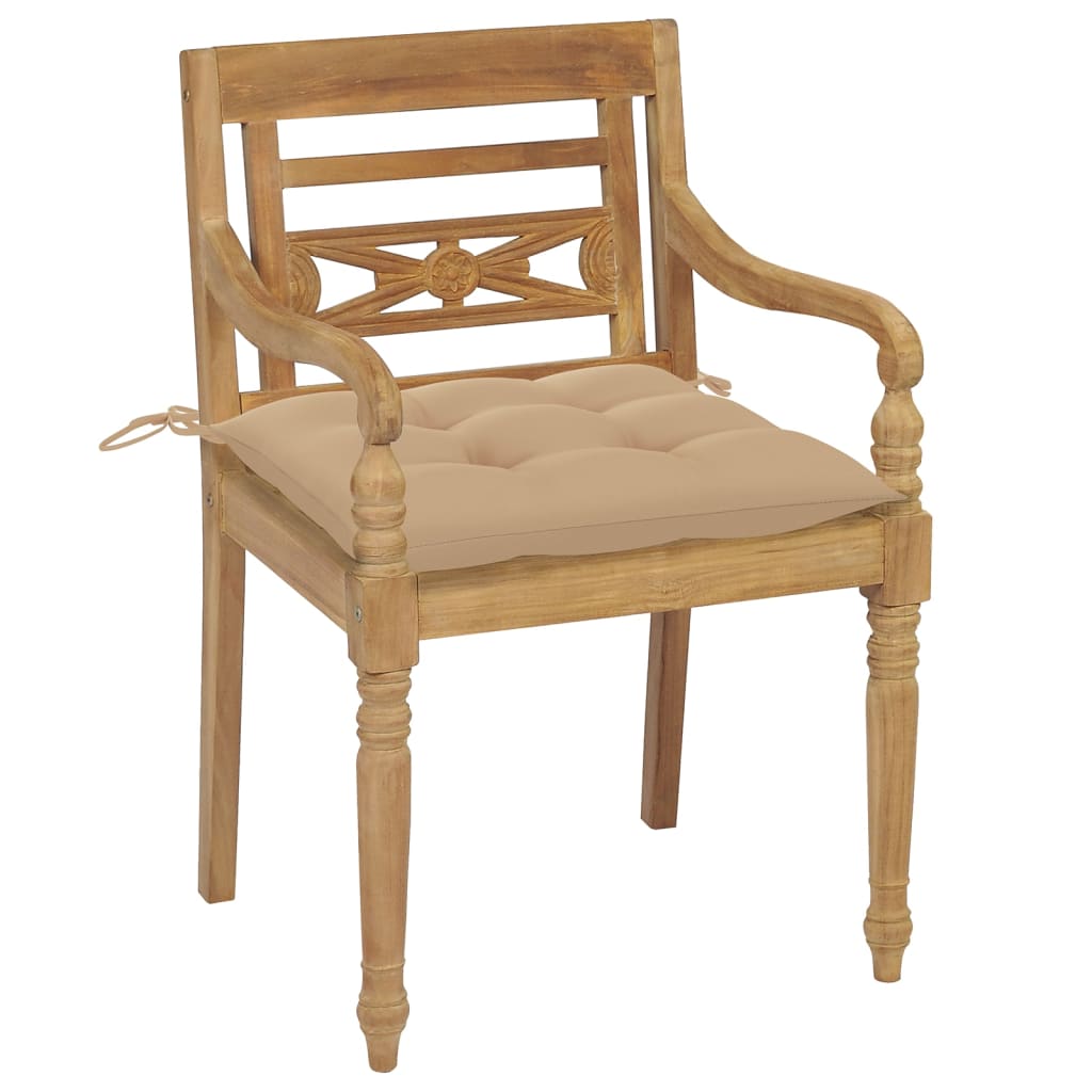 vidaXL Stoelen Batavia 8 st met kussens massief teakhout