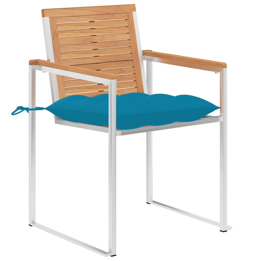 vidaXL Tuinstoelen 8 st met kussens massief teakhout