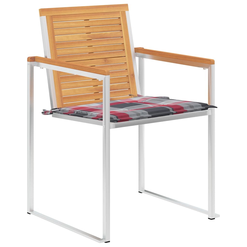 vidaXL Tuinstoelen 8 st met kussens massief teakhout